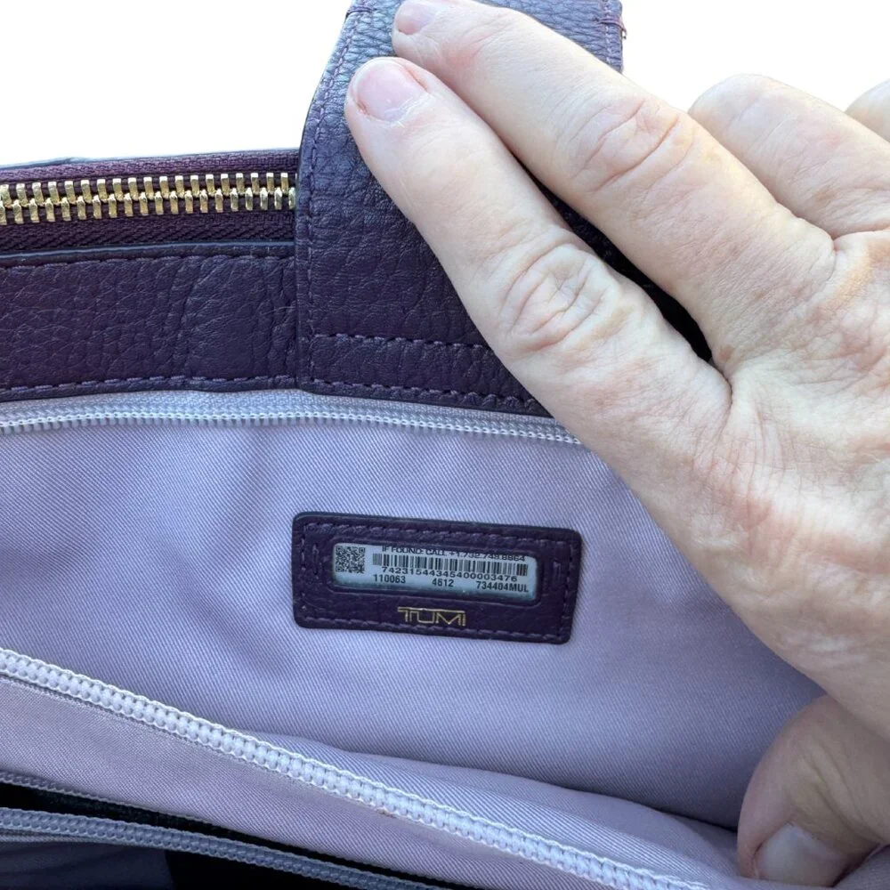 Tumi Women's Purple Leather Laptop Briefcase | Gold Hardware - Picture 12 of 13